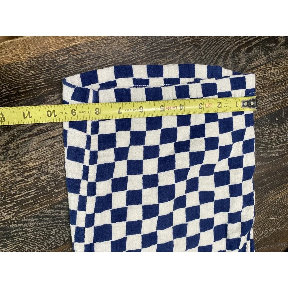 2PC Hanna Andersson Smocked Cami Top & Wide Leg Pant Set Navy White Check 10/12